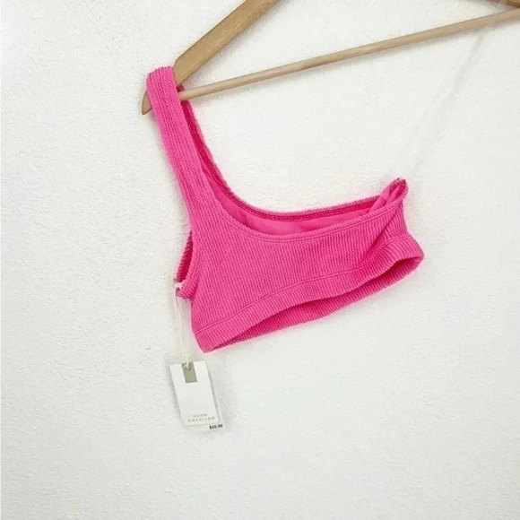 NWT Good American Bright Pink Always Fits Hot Shoulder Top, Size XXS-XS - Picture 3 of 7